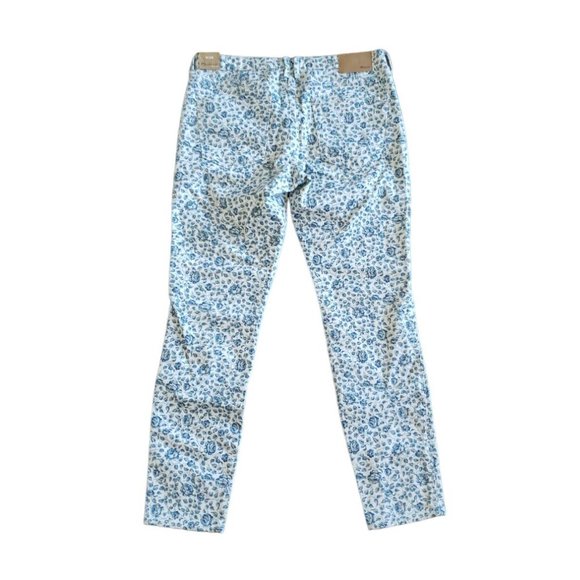 MADEWELL Skinny Ankle Jeans Floral Pattern Mid Rise, Size 28 White/blue - Picture 5 of 10